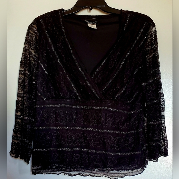 Tops - New York City Design Co Elegant Black Lace Women's Top